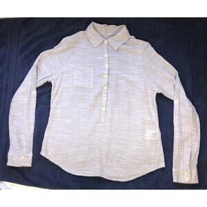 Aventura 1/2 Button Shirt Sustainable Organic Fair Trade Certified Gray Sz S